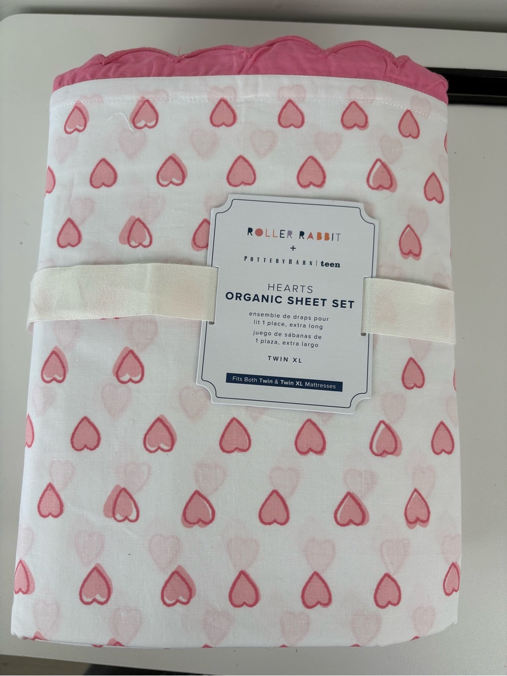 NEW Roller Rabbit x Pottery Barn Teens Hearts Organic Sheet Set Twin XL